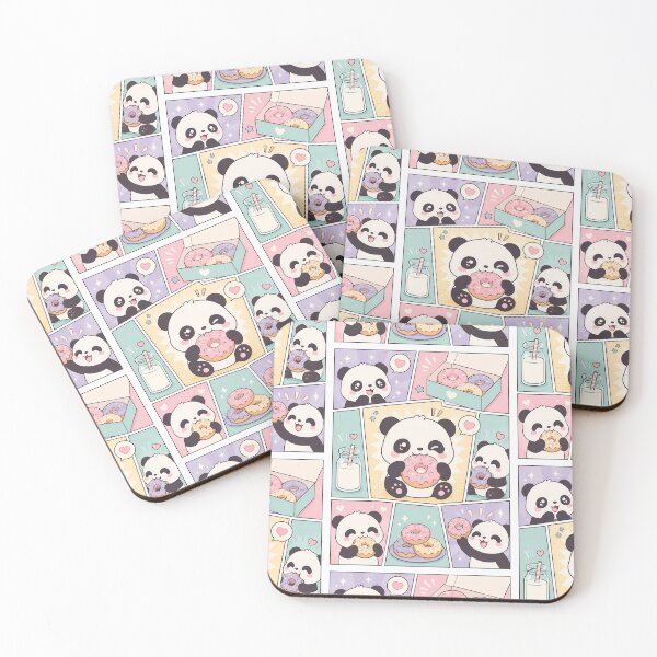 Item preview, Kawaii Panda Eating Donut Comic Panel designed and sold by Magmashup.