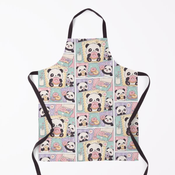 Item preview, Kawaii Panda Eating Donut Comic Panel designed and sold by Gift Phrase Studio.