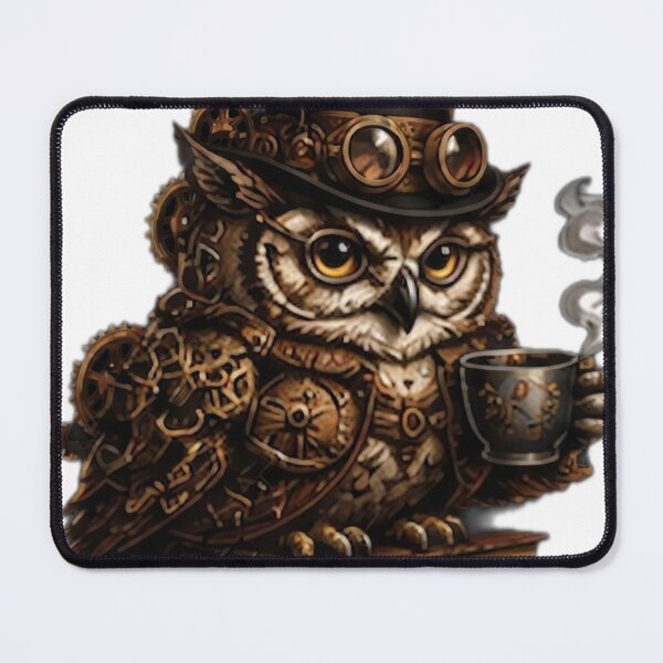 Item preview, Steampunk Owl Coffee Scholar designed and sold by DailyDoodlesBySumbul.
