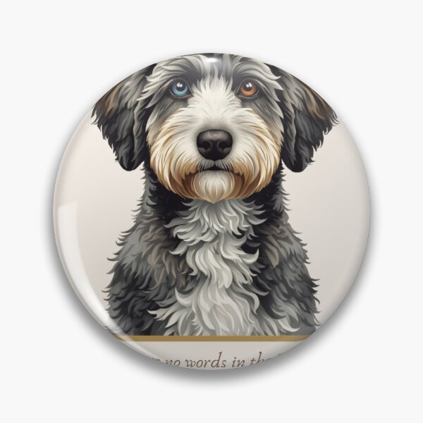 Item preview, "Aussiedoodle Portrait Blue Eyes Love Quote" designed and sold by WaggingTailsCo.