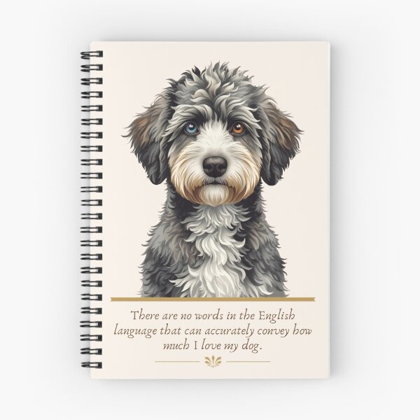 Item preview, "Aussiedoodle Portrait Blue Eyes Love Quote" designed and sold by WaggingTailsCo.