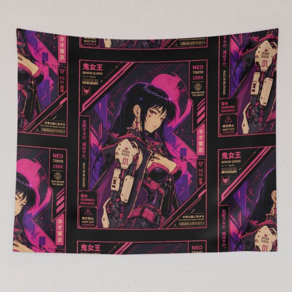 Item preview, Cyberpunk Demon Queen - Retro Anime Empress designed and sold by Apocalyptic Art Studio.