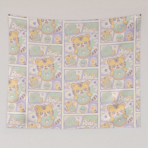 Item preview, Kawaii Tiger Donut Comic Panel designed and sold by Gift Phrase Studio.