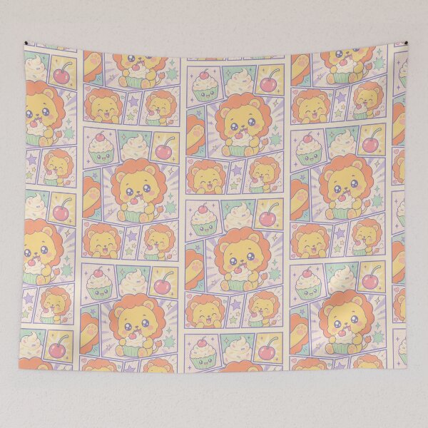 Item preview, Kawaii Lion Cupcake Comic Panel designed and sold by Gift Phrase Studio.