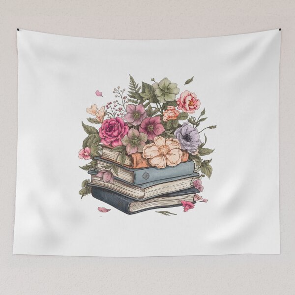 Item preview, Bloom Between the Pages – Floral Book Stack Illustration designed and sold by UUniqueIImprint.