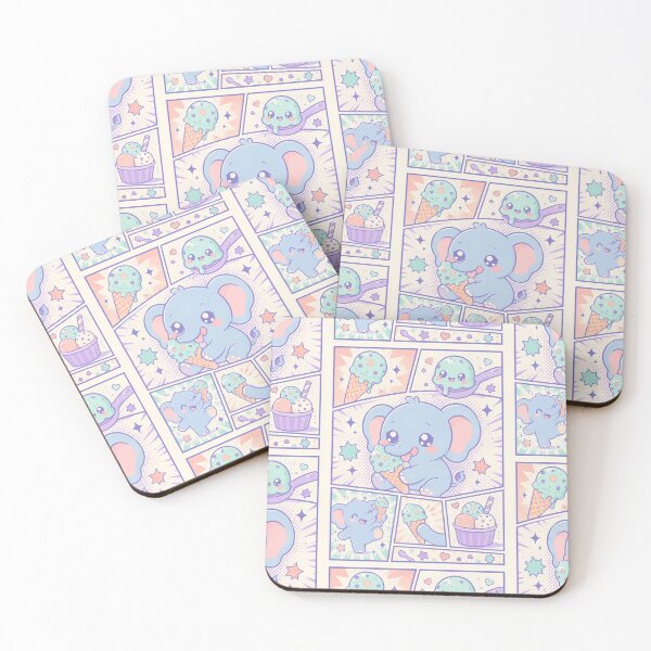 Item preview, Kawaii Elephant Ice Cream Comic Panel designed and sold by Gift Phrase Studio.