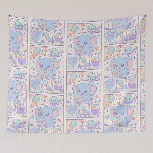 Item preview, Kawaii Elephant Ice Cream Comic Panel designed and sold by Gift Phrase Studio.