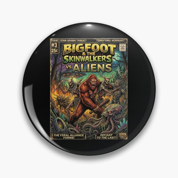 Item preview, Bigfoot & The Skinwalkers vs Aliens – Issue #3 Retro Horror Sci-Fi Comic Cover designed and sold by redsharkuk.