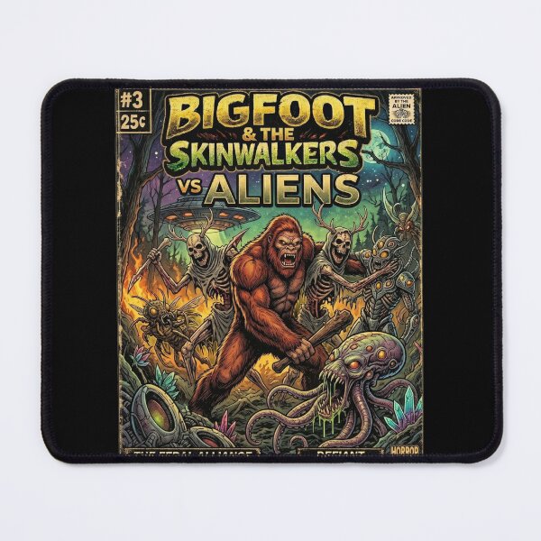 Item preview, Bigfoot & The Skinwalkers vs Aliens – Issue #3 Retro Horror Sci-Fi Comic Cover designed and sold by redsharkuk.