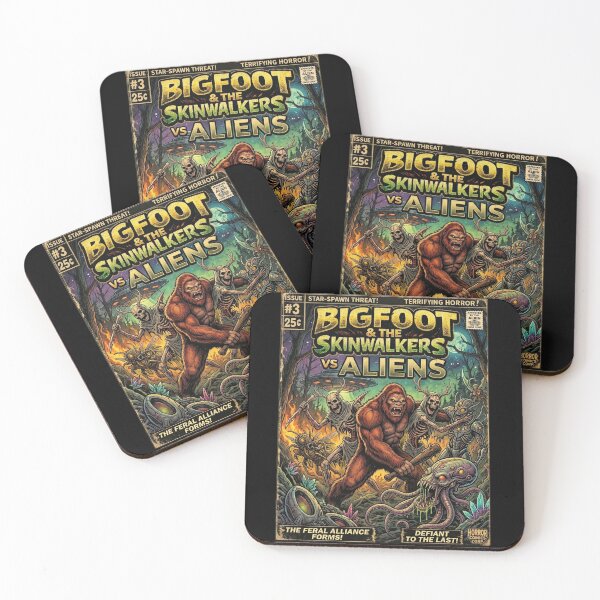 Item preview, Bigfoot & The Skinwalkers vs Aliens – Issue #3 Retro Horror Sci-Fi Comic Cover designed and sold by redsharkuk.