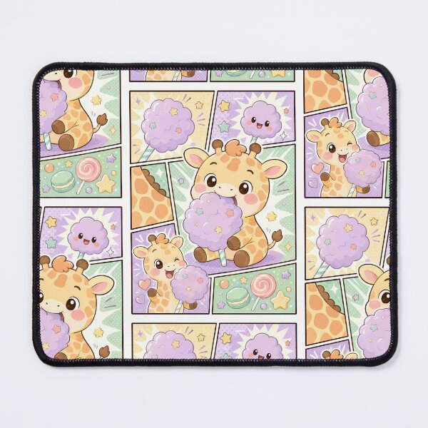 Item preview, Kawaii Giraffe Cotton Candy Comic Panel designed and sold by Gift Phrase Studio.