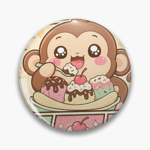 Item preview, Kawaii Monkey Banana Split Comic Panel designed and sold by Gift Phrase Studio.