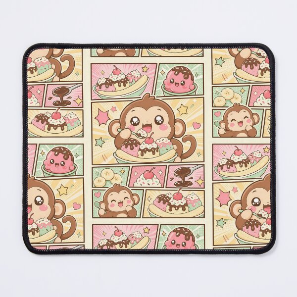 Item preview, Kawaii Monkey Banana Split Comic Panel designed and sold by Gift Phrase Studio.