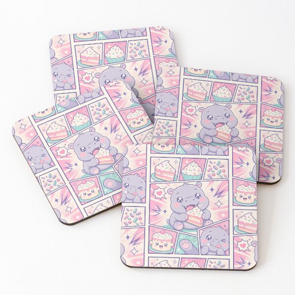 Item preview, Kawaii Hippo Cake Comic Panel designed and sold by Magmashup.