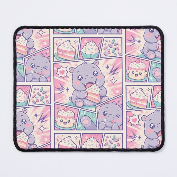 Item preview, Kawaii Hippo Cake Comic Panel designed and sold by Gift Phrase Studio.