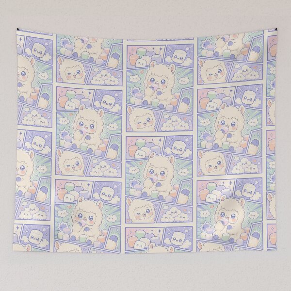 Item preview, Kawaii Alpaca Marshmallow Comic Panel designed and sold by Gift Phrase Studio.