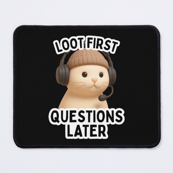 Item preview, Loot First Questions Later Cute Gamer Cat Gaming Meme T-Shirt designed and sold by Maviartig.