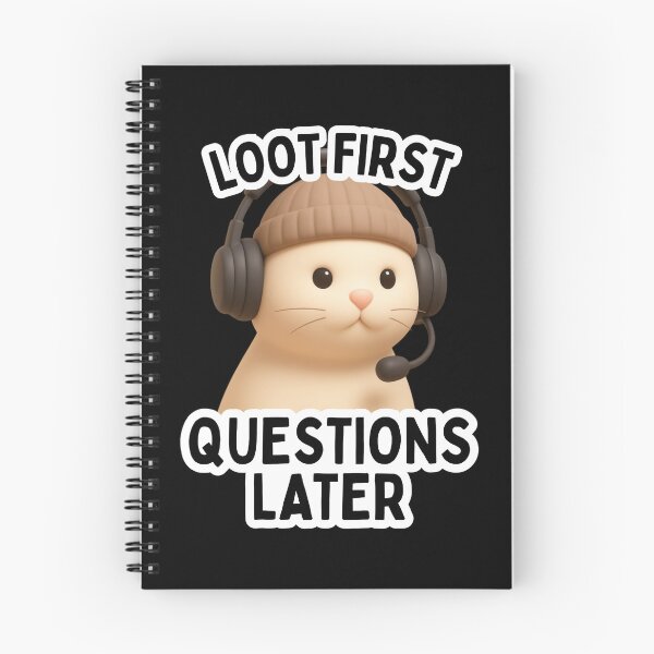 Item preview, Loot First Questions Later Cute Gamer Cat Gaming Meme T-Shirt designed and sold by Maviartig.