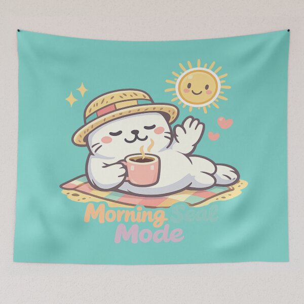 Item preview, Morning Seal Mode – Cute Coffee Seal Cartoon designed and sold by helenostore.