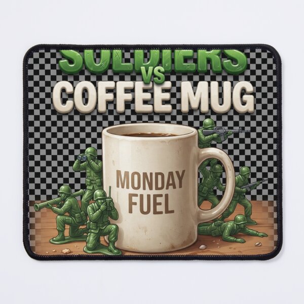 Item preview, Soldiers vs Coffee Mug – Monday Fuel Battle designed and sold by MalinStyle.