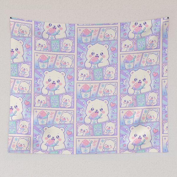 Item preview, Kawaii Polar Bear Snow Cone Comic Panels designed and sold by Gift Phrase Studio.