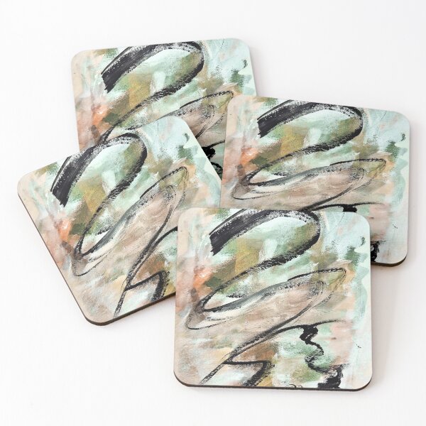 Item preview, Ellipse Marks · Earthy Abstract Acrylic Painting, Sage Green Peach Gestural Art Print designed and sold by ShooNyaArtStudio.