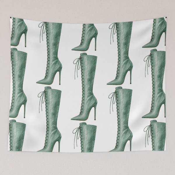 Item preview, Pastel Green Lace Up Boot Fashion Illustration designed and sold by FernLiz.