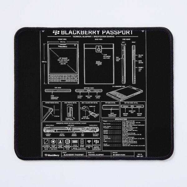 Item preview, BlackBerry Passport Technical Blueprint – Retro QWERTY Smartphone Schematic Art designed and sold by Stinky Lincy's Apparel Company.