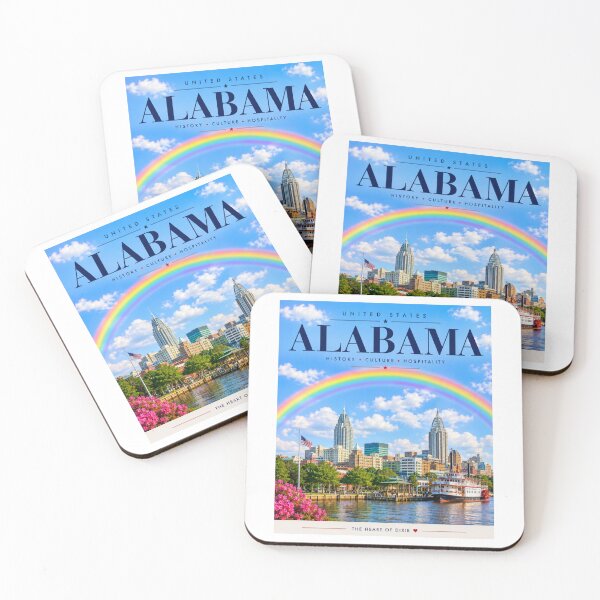 Item preview, Alabama Travel Poster | Vintage Rainbow Waterfront | USA Wall Art designed and sold by ElartedeNoel.