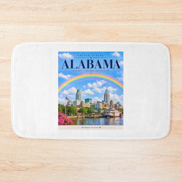 Item preview, Alabama Travel Poster | Vintage Rainbow Waterfront | USA Wall Art designed and sold by ElartedeNoel.