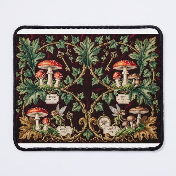 Item preview, Midnight Mycological Tapestry: Victorian Fungi & Hidden Sprite Pattern designed and sold by ArtfulAlchemy1.