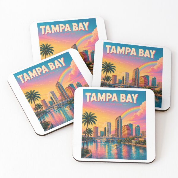 Item preview, Tampa Florida Rainbow Sunset Travel Poster | Vibrant Skyline Wall Art designed and sold by ElartedeNoel.
