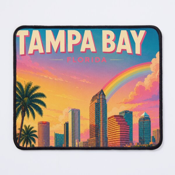 Item preview, Tampa Florida Rainbow Sunset Travel Poster | Vibrant Skyline Wall Art designed and sold by ElartedeNoel.