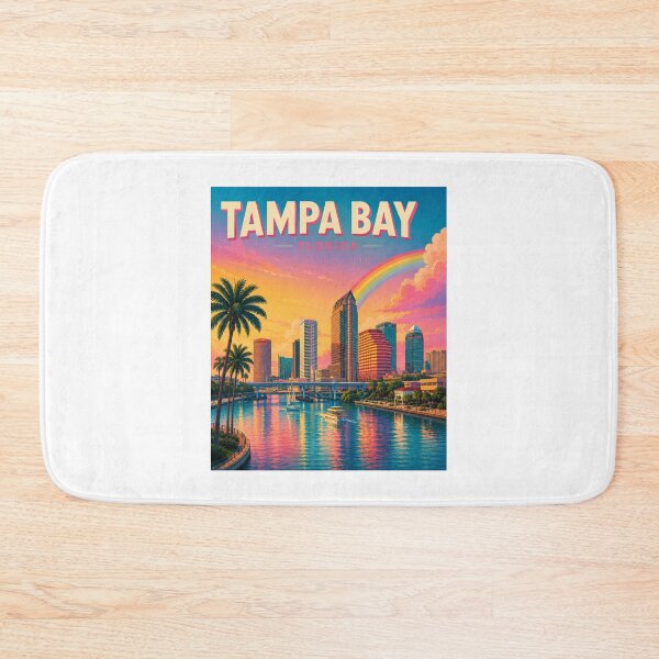 Item preview, Tampa Florida Rainbow Sunset Travel Poster | Vibrant Skyline Wall Art designed and sold by ElartedeNoel.