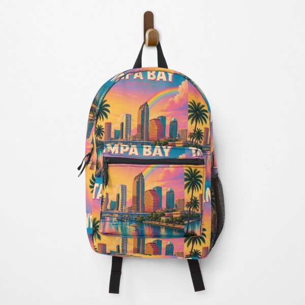 Item preview, Tampa Florida Rainbow Sunset Travel Poster | Vibrant Skyline Wall Art designed and sold by ElartedeNoel.