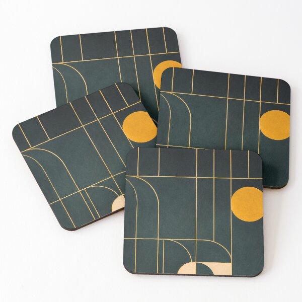 Item preview, Golden Lines in Deep Teal designed and sold by pamelastasczak.