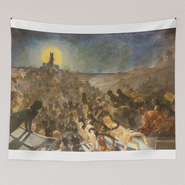 Item preview, Apotheosis of Cats by Théophile-Alexandre Steinlen - Vintage Illustration Moonlit Cat Gathering for Cat Lovers designed and sold by RickE.
