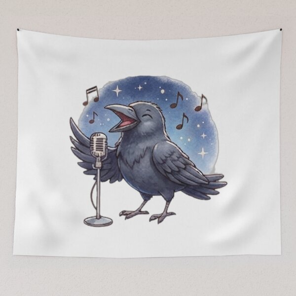 Item preview, Singing Crow Under The Stars designed and sold by DailyDoodlesBySumbul.