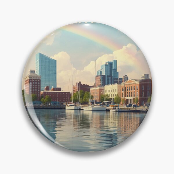 Item preview, Baltimore Maryland Rainbow Travel Poster | Inner Harbor Vintage Wall Art designed and sold by ElartedeNoel.