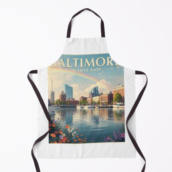 Item preview, Baltimore Maryland Rainbow Travel Poster | Inner Harbor Vintage Wall Art designed and sold by ElartedeNoel.
