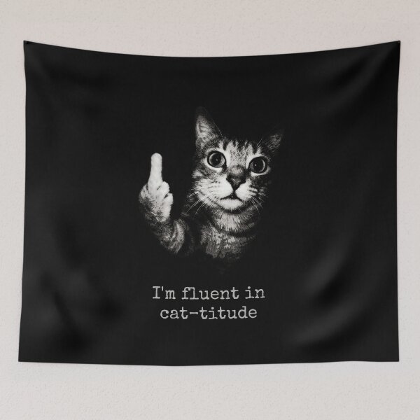 Item preview, Title I'm Fluent In Cat-titude Funny Cat Flipping Middle Finger designed and sold by Off-Road-Zone.