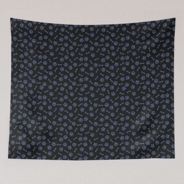 Item preview, Black And Blue Dog Paw And Bone Pattern designed and sold by pattern-archive.