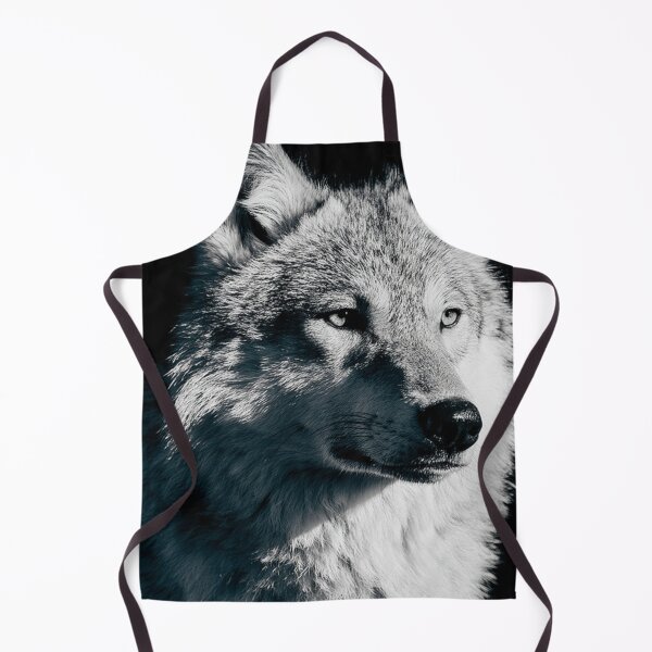 Item preview, Wild Wolf Portrait Black White Dark Background Art designed and sold by UhuCriei .