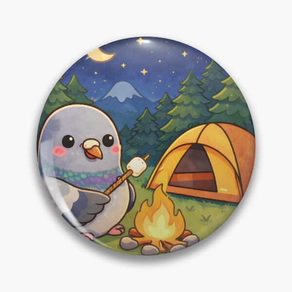 Item preview, Cute Camping Pigeon With Marshmallow designed and sold by azule1.