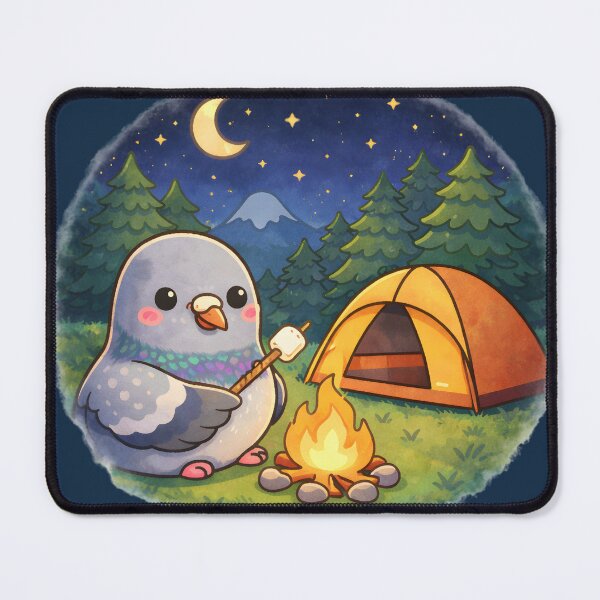 Item preview, Cute Camping Pigeon With Marshmallow designed and sold by azule1.