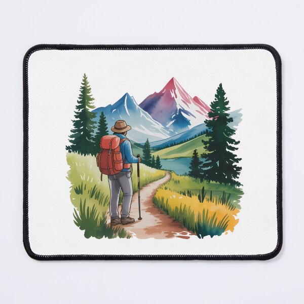Item preview, Watercolor Hiker on Trail designed and sold by NiftyWrx.