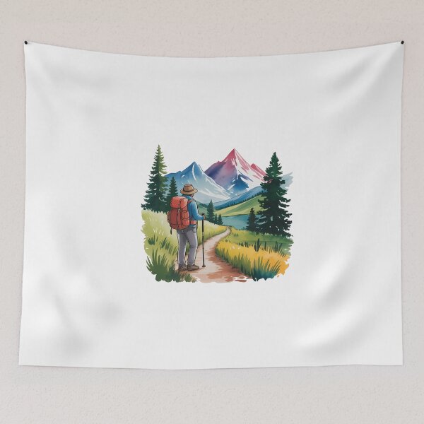 Item preview, Watercolor Hiker on Trail designed and sold by NiftyWrx.