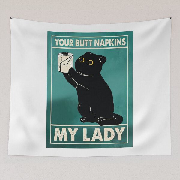 Item preview, Black Cat Your Butt Napkins My Lady Vintage  designed and sold by PurrfectHome.