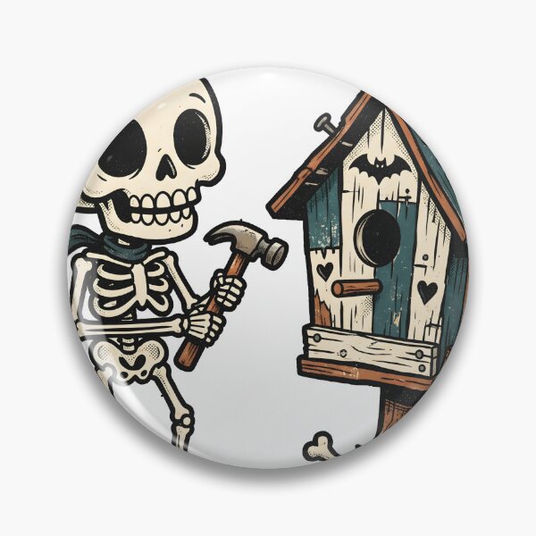 Item preview, Skeleton Carpenter Building Birdhouse with Hammer designed and sold by MisteryDesigner.