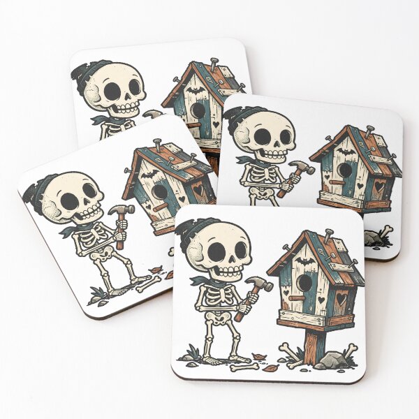 Item preview, Skeleton Carpenter Building Birdhouse with Hammer designed and sold by MisteryDesigner.